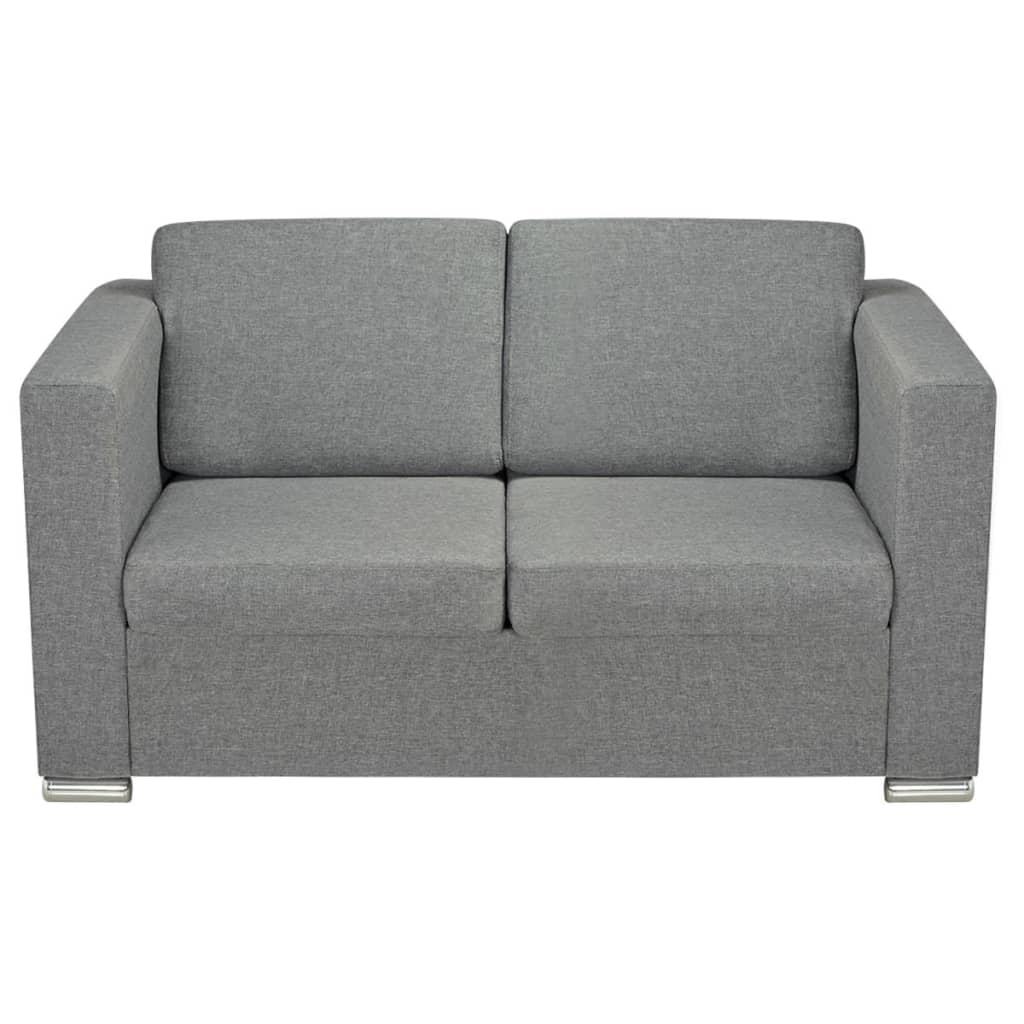 vidaXL Sofa 2-Sitzer Stoff Hellgrau