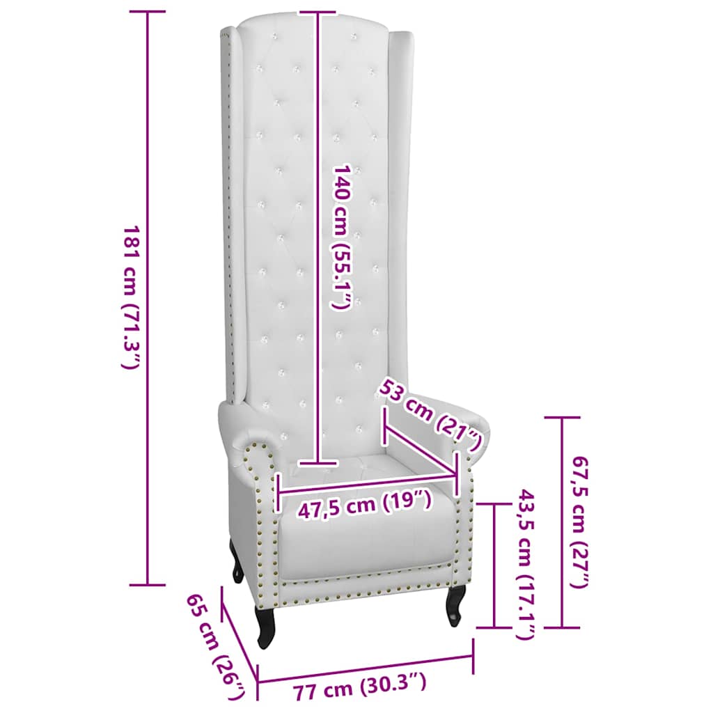 vidaXL Hochlehner-Sessel Weiß Kunstleder