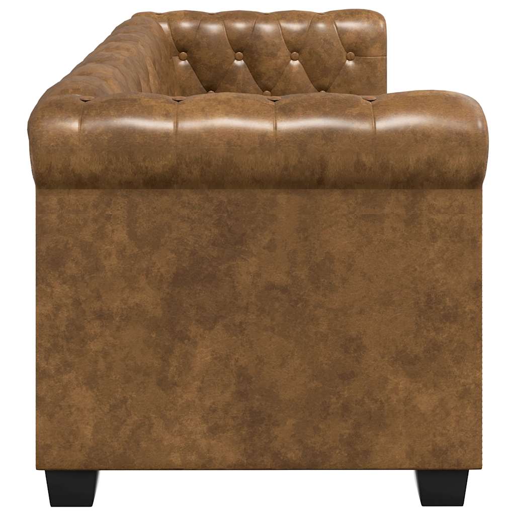 vidaXL Chesterfield-Sofa 2-Sitzer Kunstleder Braun