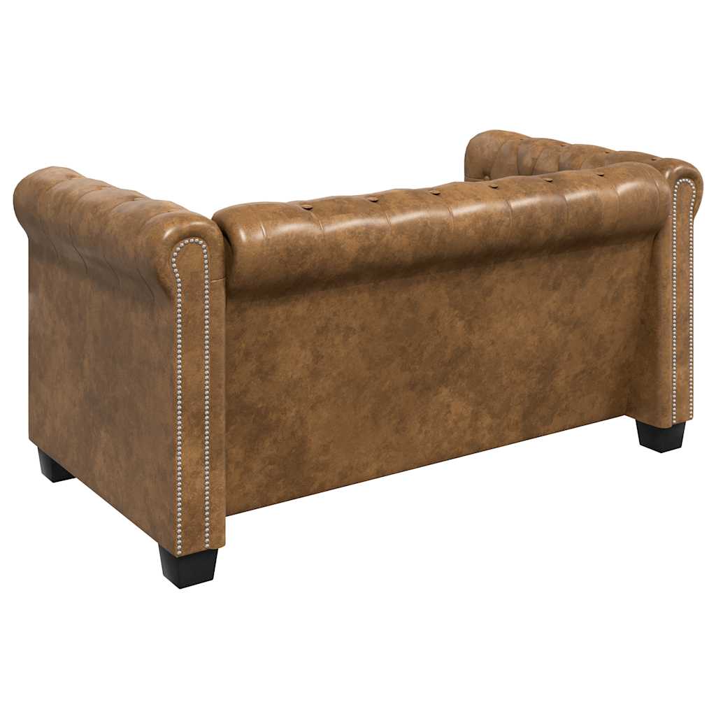vidaXL Chesterfield-Sofa 2-Sitzer Kunstleder Braun