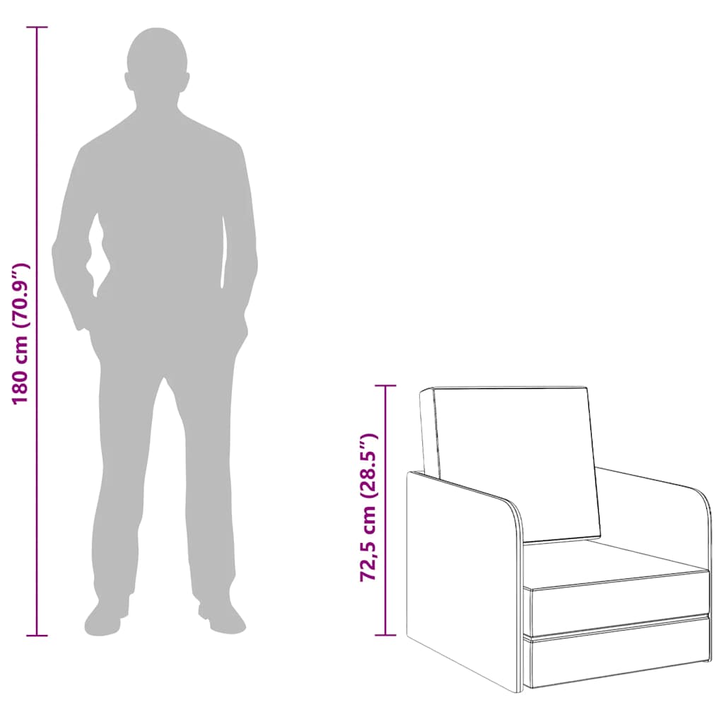 vidaXL Schlafsessel Ausziehbar Hellgrau Stoff