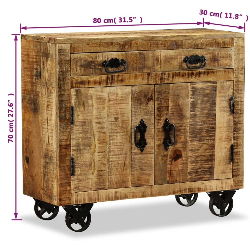 vidaXL Sideboard mit 2 Schubladen und 1 Fach Raues Mangoholz
