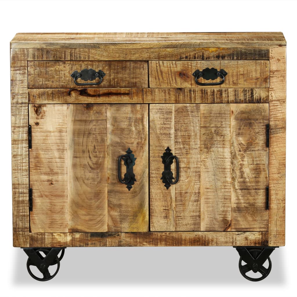 vidaXL Sideboard mit 2 Schubladen und 1 Fach Raues Mangoholz