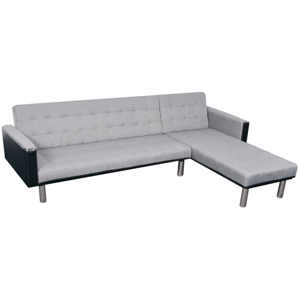 vidaXL Schlafsofa in L-Form Stoff Schwarz und Grau