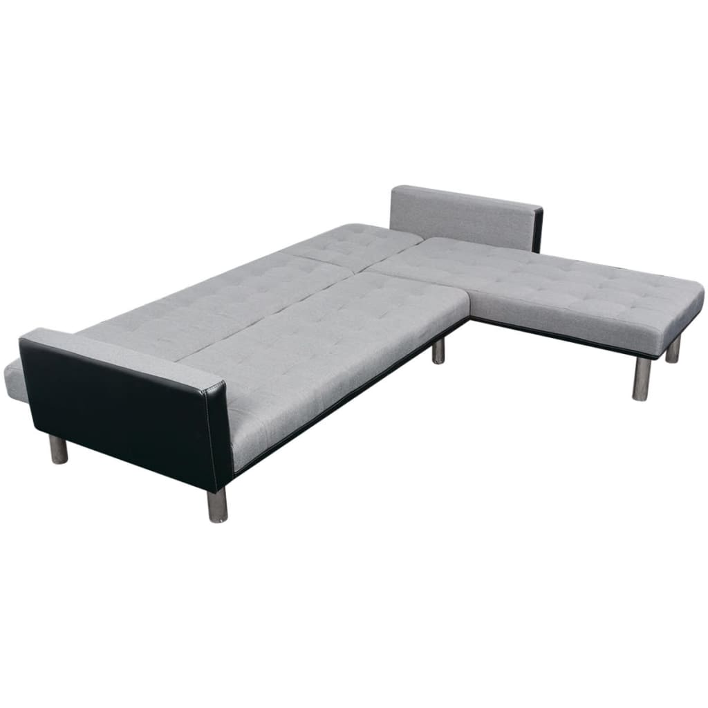 vidaXL Schlafsofa in L-Form Stoff Schwarz und Grau