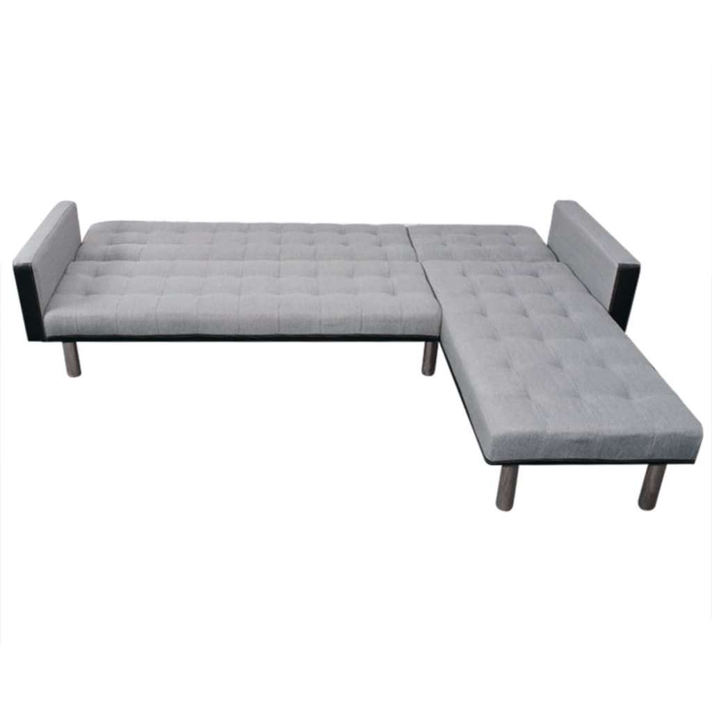 vidaXL Schlafsofa in L-Form Stoff Schwarz und Grau
