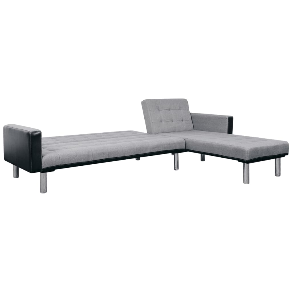 vidaXL Schlafsofa in L-Form Stoff Schwarz und Grau