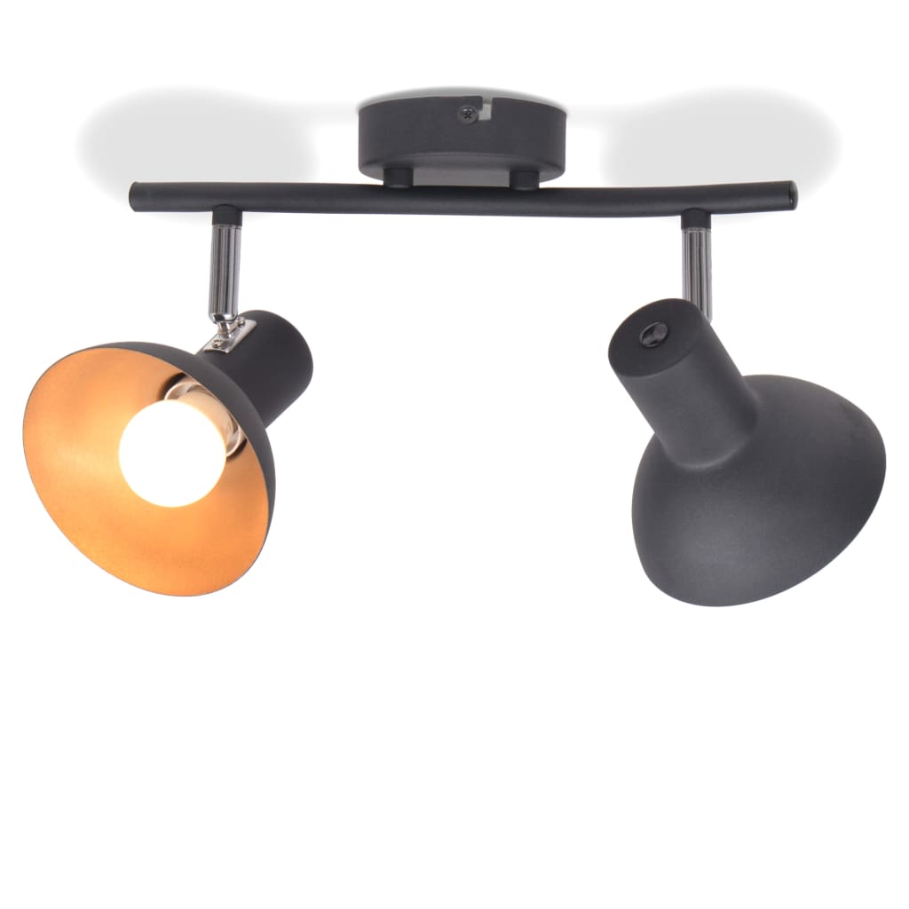 vidaXL Deckenlampe für 2 Glühbirnen E27 Schwarz und Gold