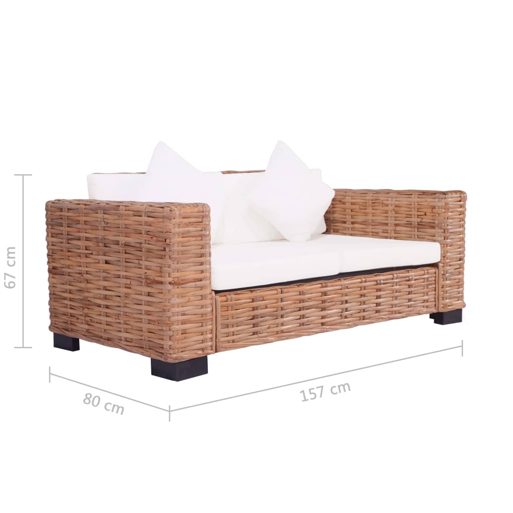 vidaXL 2-Sitzer-Sofa Natürliches Rattan