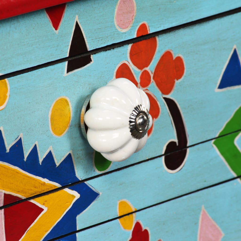 vidaXL Konsolentisch Massivholz Mango Blau Handbemalt