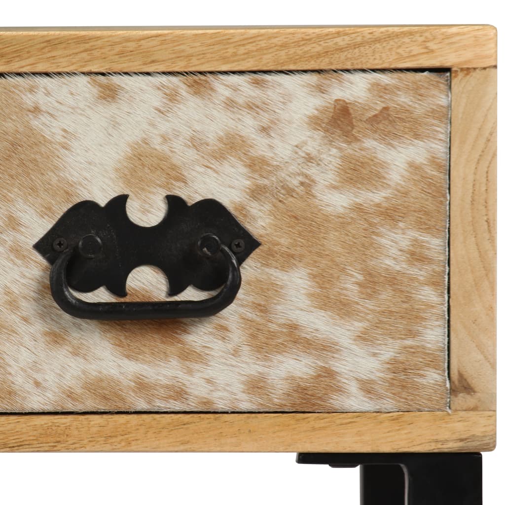 vidaXL Schreibtisch Mangoholz Massiv und Echtleder 117x50x76 cm