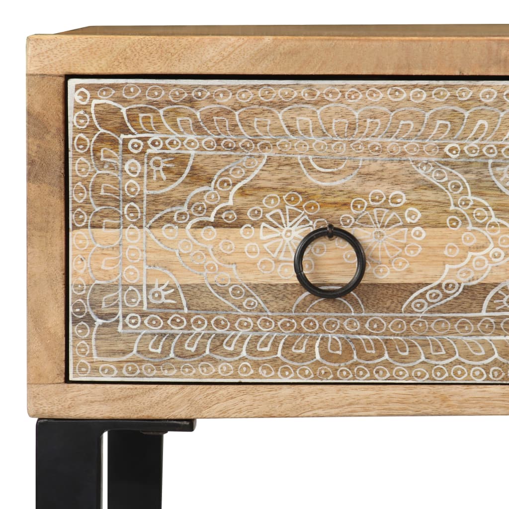 vidaXL Schreibtisch Mangoholz Massiv und Echtleder 117x50x76 cm