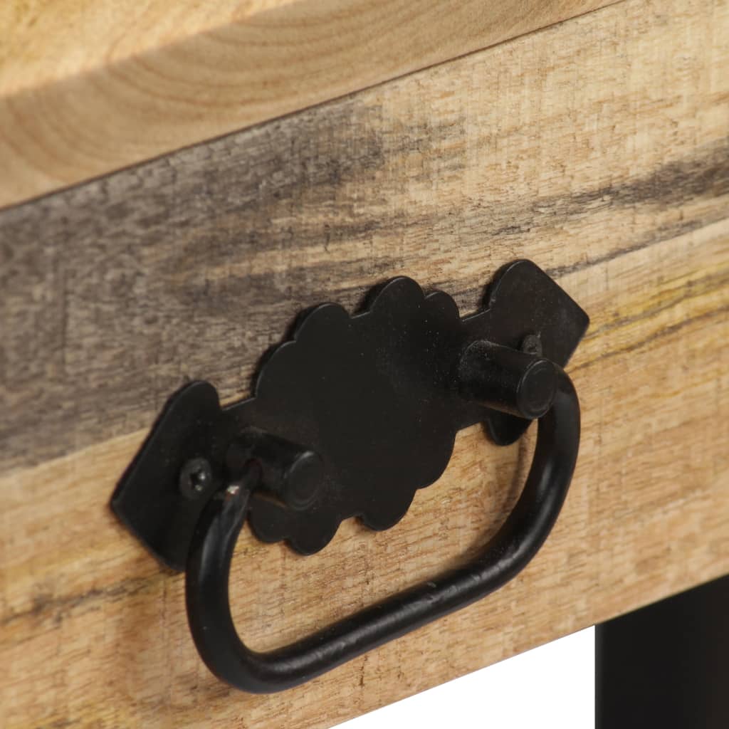 vidaXL Schreibtisch Mangoholz Massiv und Echtleder 117x50x76 cm