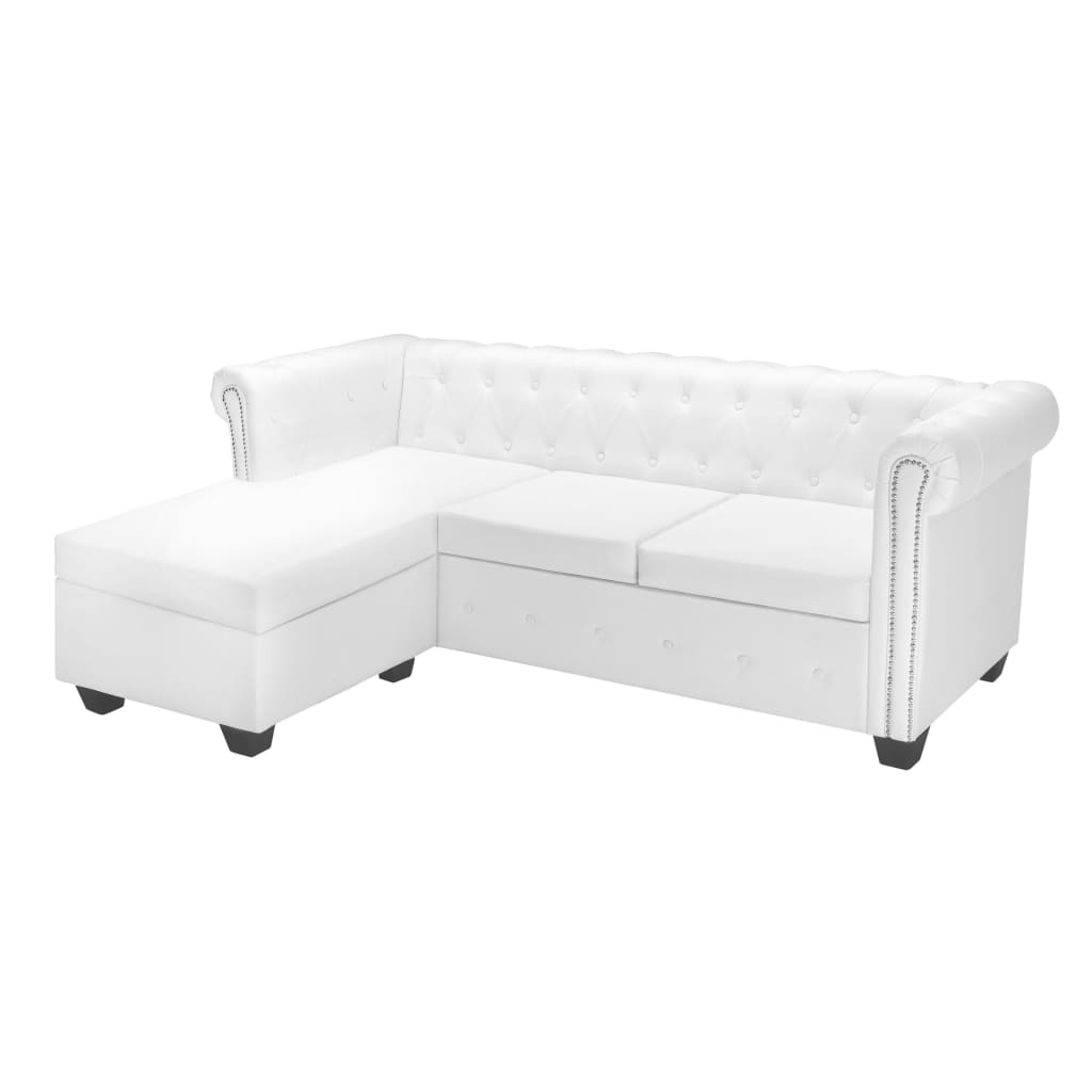 vidaXL Chesterfield-Sofa L-Form Kunstwildleder Braun