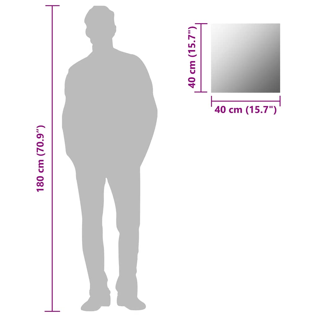 vidaXL Wandspiegel 40 x 40 cm Quadratisch Glas