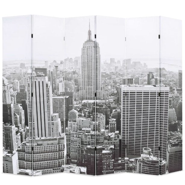 vidaXL Raumteiler klappbar 120 x 170 cm New York bei Tag Schwarz-Weiß
