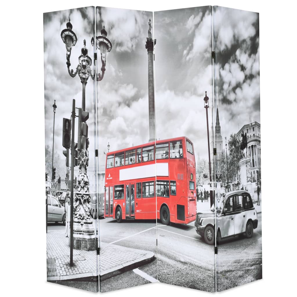 vidaXL Raumteiler klappbar 120 x 170 cm London Bus Schwarz-Weiß