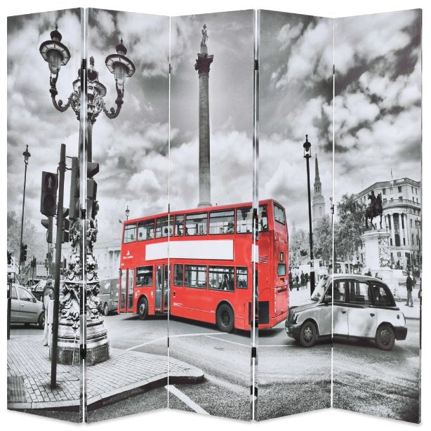 vidaXL Raumteiler klappbar 120 x 170 cm London Bus Schwarz-Weiß