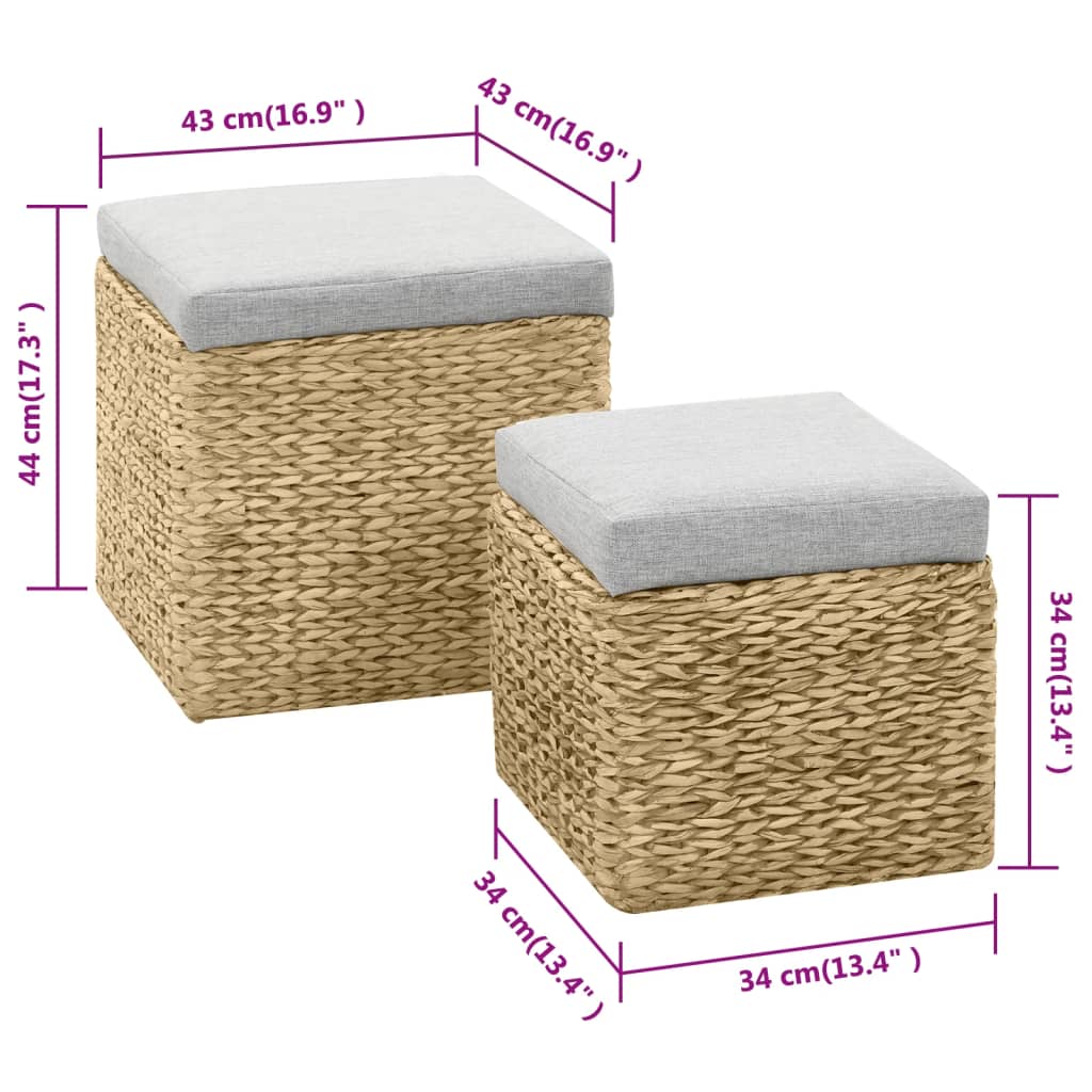 vidaXL Ottoman-Set 2 Stk. Seegras Grau