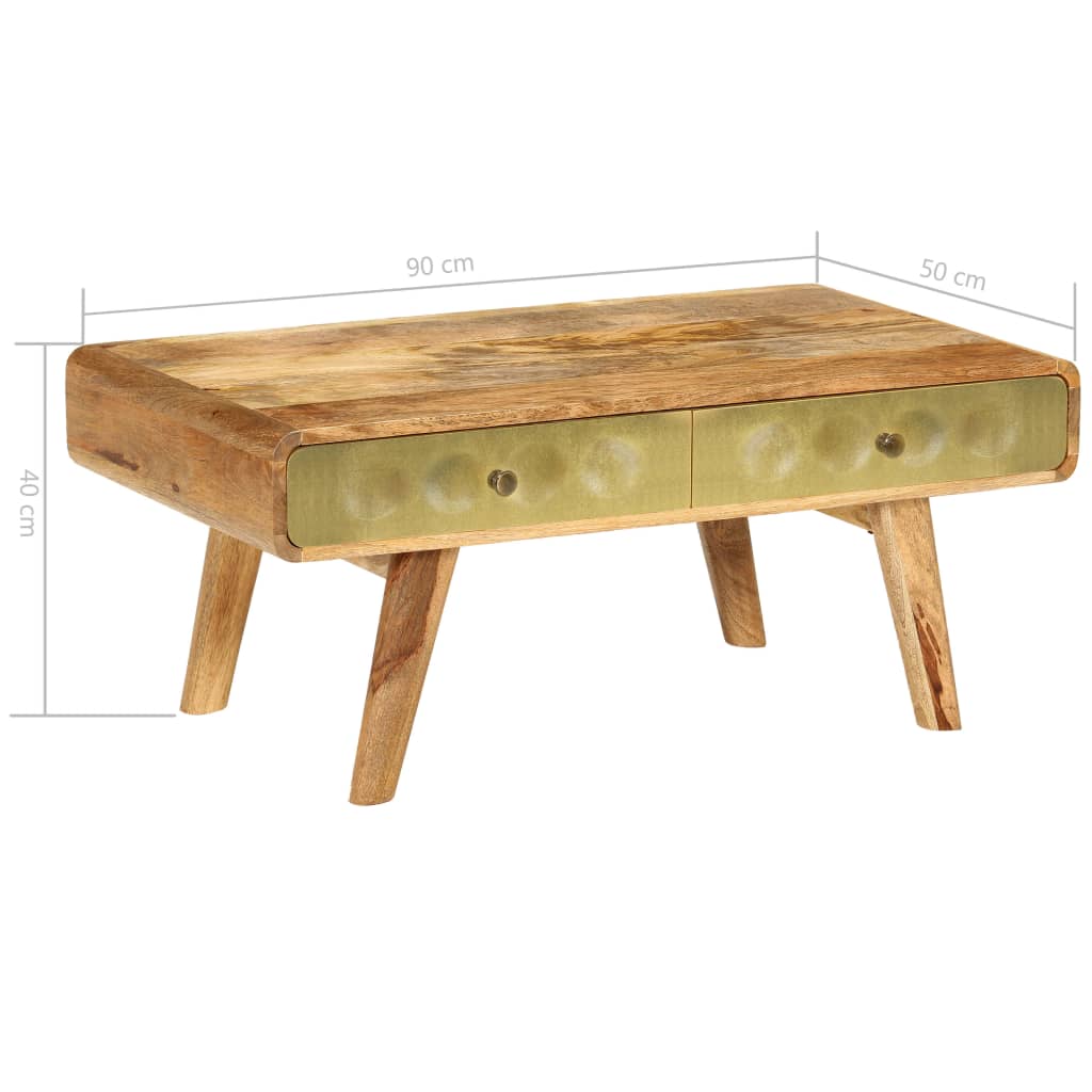 vidaXL Couchtisch Massivholz Mango 90x50x40 cm