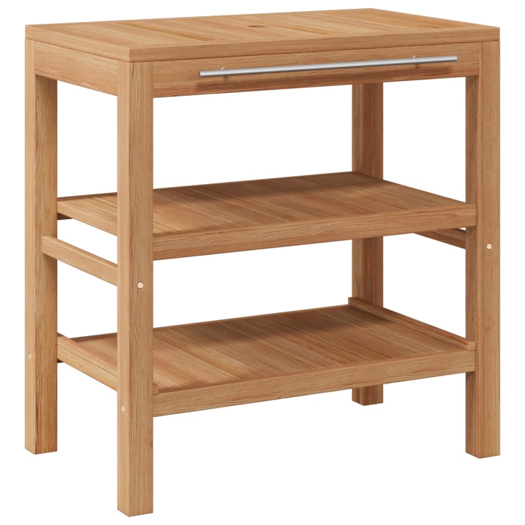 vidaXL Waschtischunterschrank Teak Massiv mit Flussstein Waschbecken