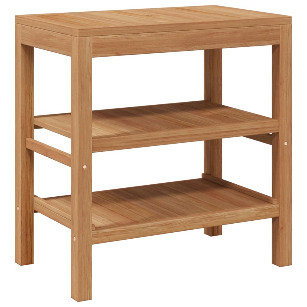 vidaXL Waschtischunterschrank Teak Massiv mit Flussstein Waschbecken