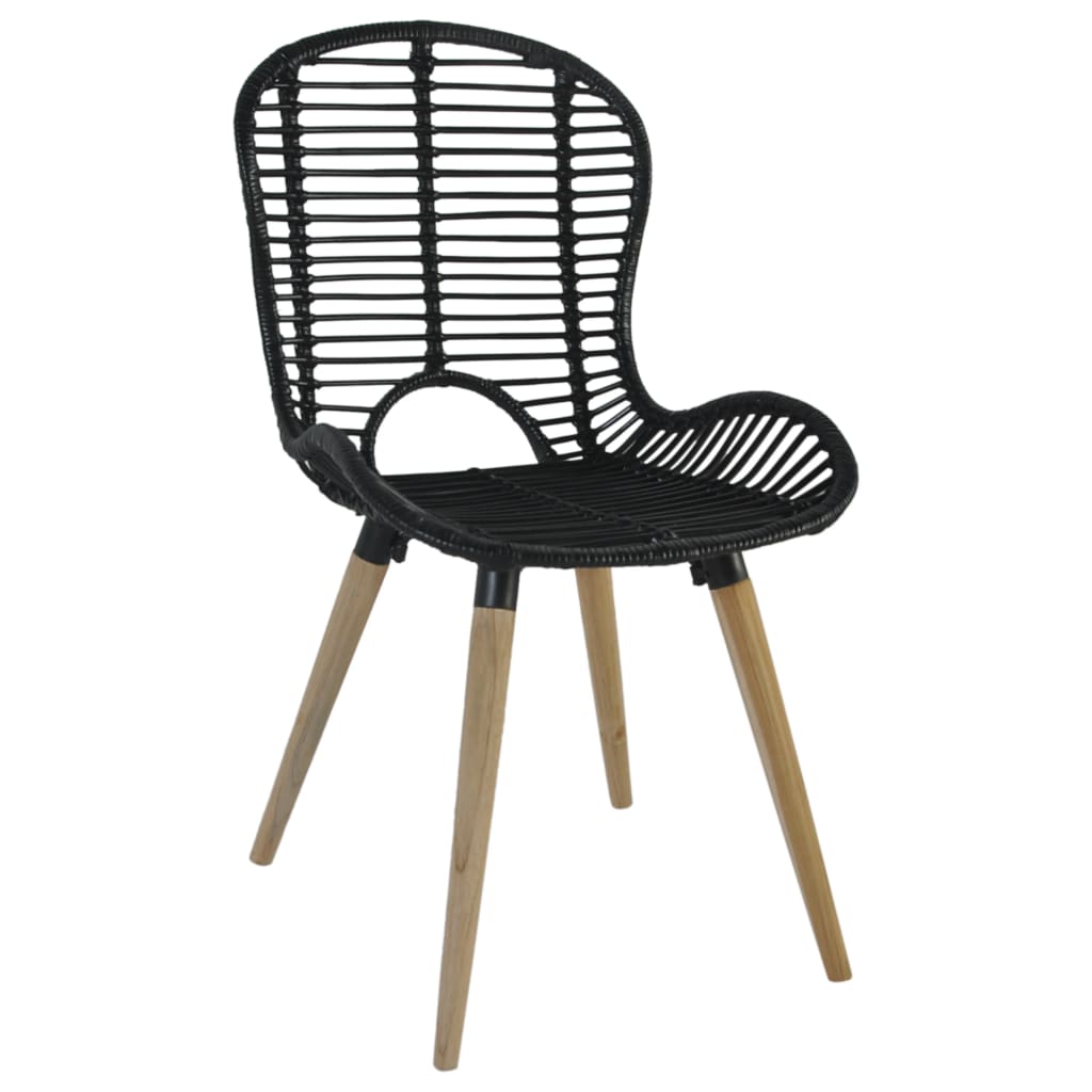 vidaXL Esszimmerstühle 2 Stk. Schwarz Natur Rattan