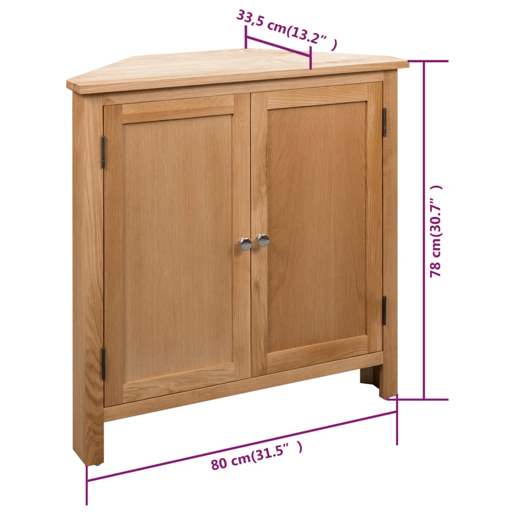 vidaXL Eckschrank 80x33,5x78 cm Massivholz Eiche