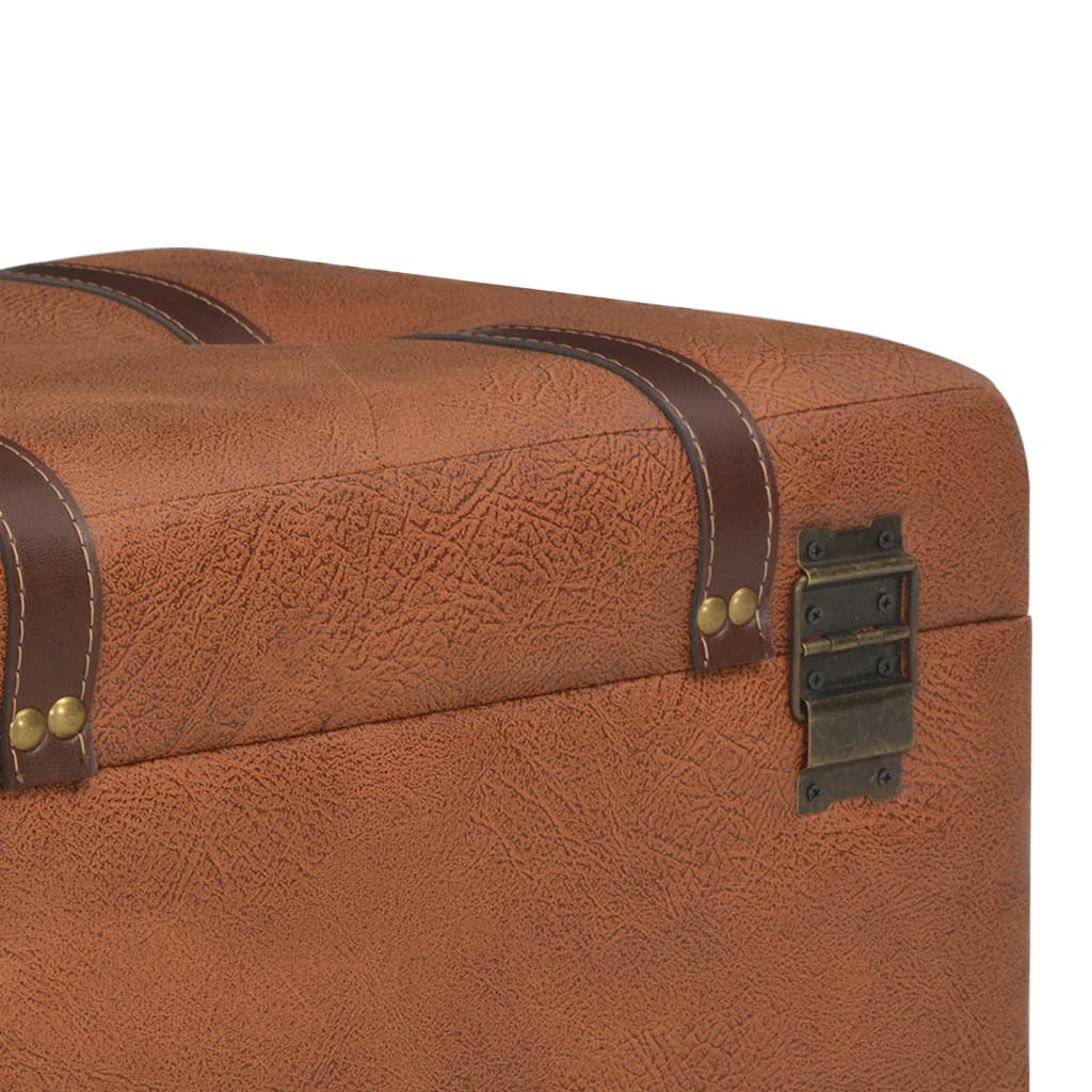 vidaXL Hocker mit Stauraum 40 cm Hellbraun Kunstleder