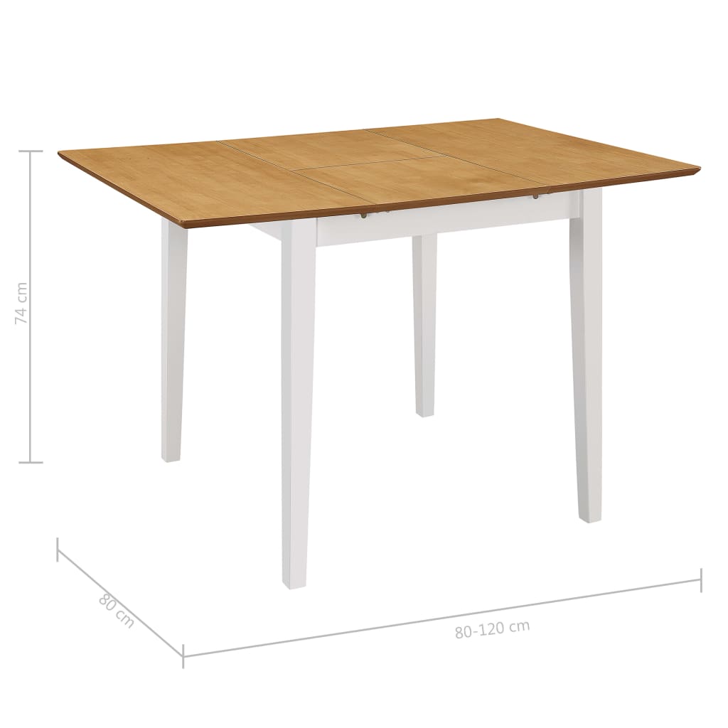 vidaXL Esstisch Ausziehbar Weiß (80-120)x80x74 cm MDF