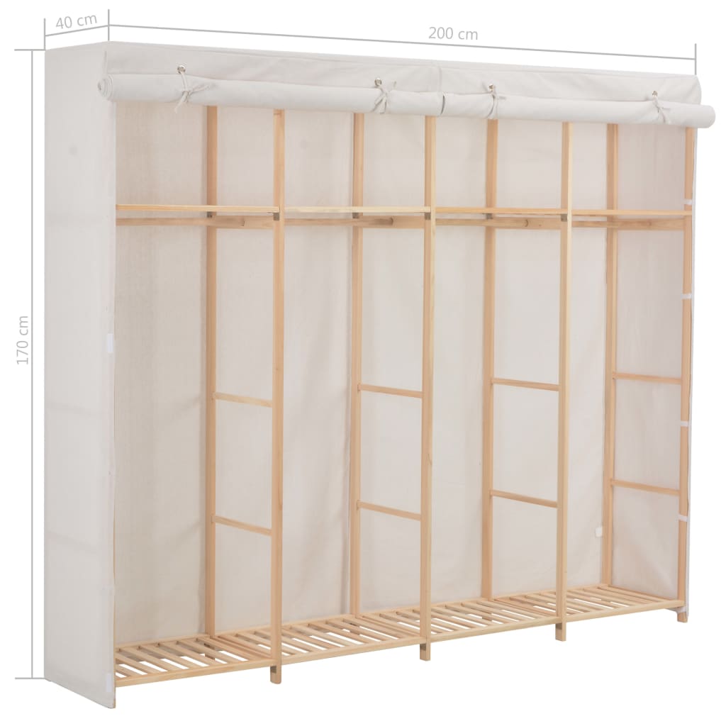 vidaXL Kleiderschrank Weiß 200 x 40 x 170 cm Stoff