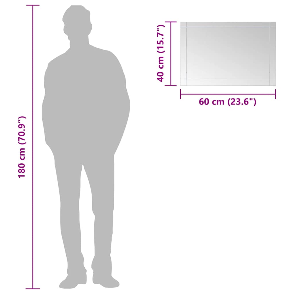 vidaXL Wandspiegel 60x40 cm Glas