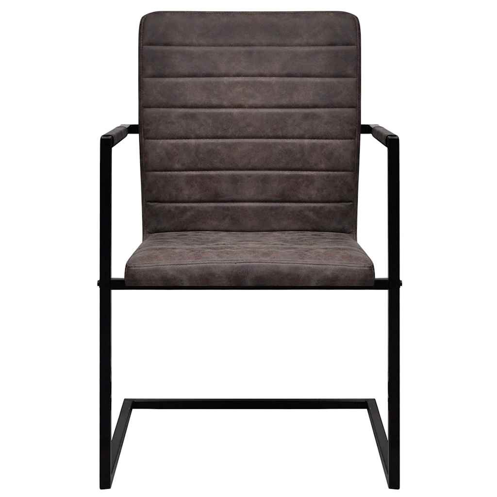 vidaXL Freischwinger 4 Stk. Dunkelbraun Kunstleder