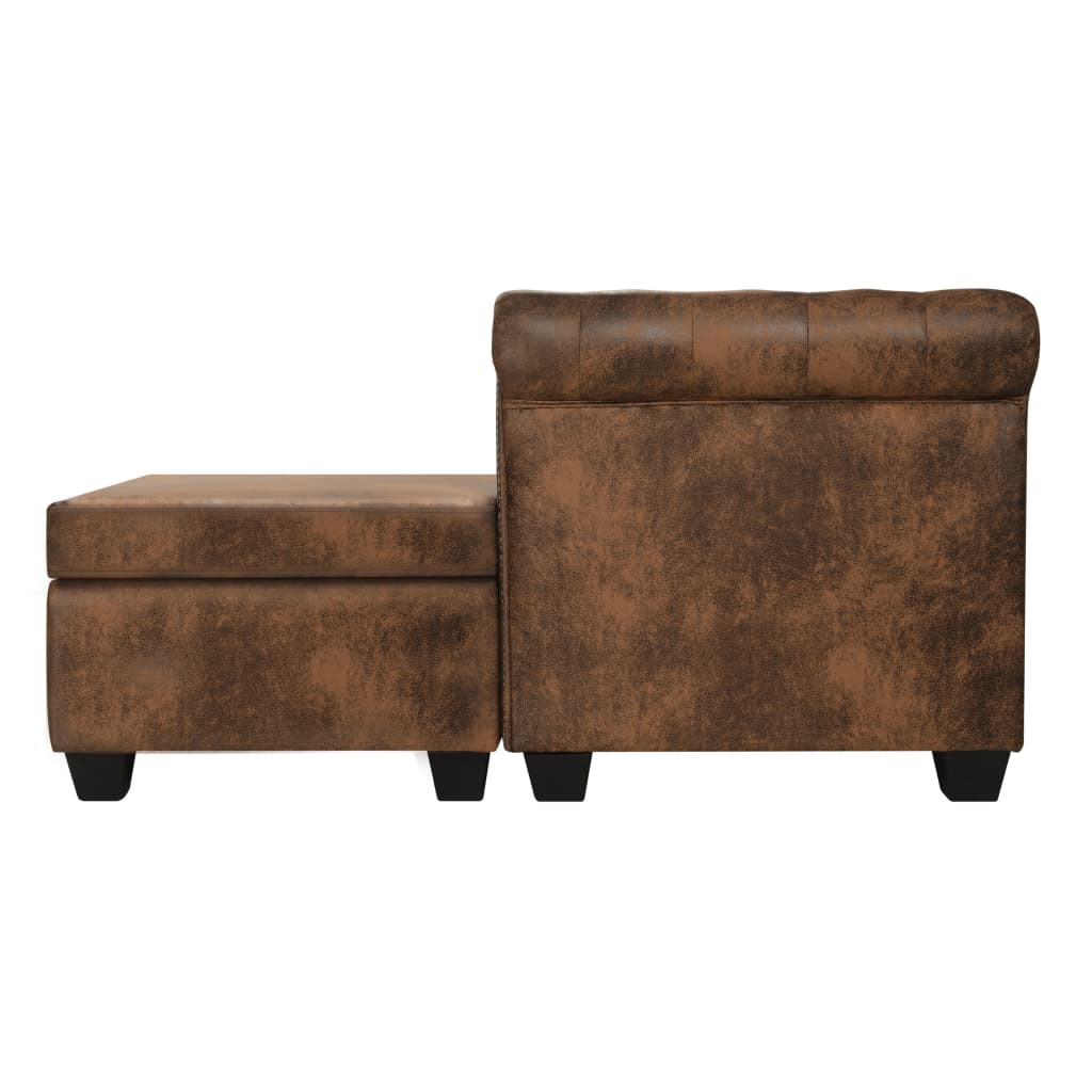 vidaXL Chesterfield-Sofa L-Form Kunstwildleder Braun