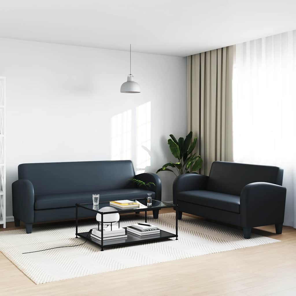 vidaXL Sofa 2-Sitzer Kunstleder Schwarz