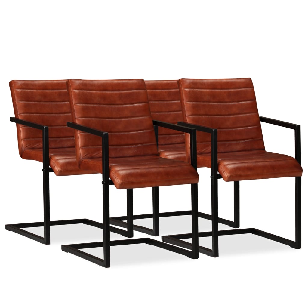 vidaXL Esszimmerstühle 2 Stk. Braun Echtleder