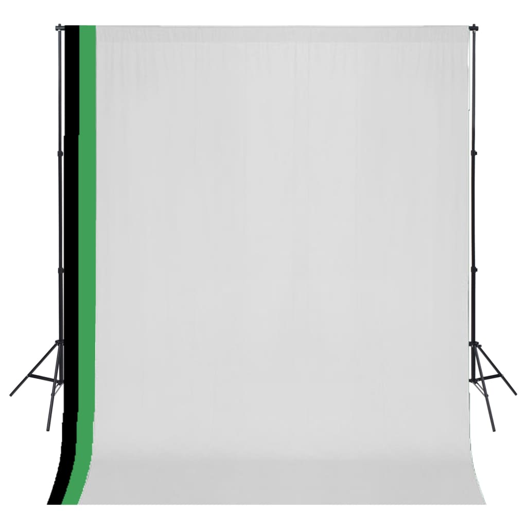 vidaXL Fotostudio Set 3 Baumwolle-Hintergründe Rahmen verstellbar 3x3m