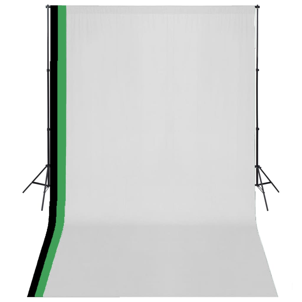 vidaXL Fotostudio Set 3 Baumwolle-Hintergründe Rahmen verstellbar 3x3m