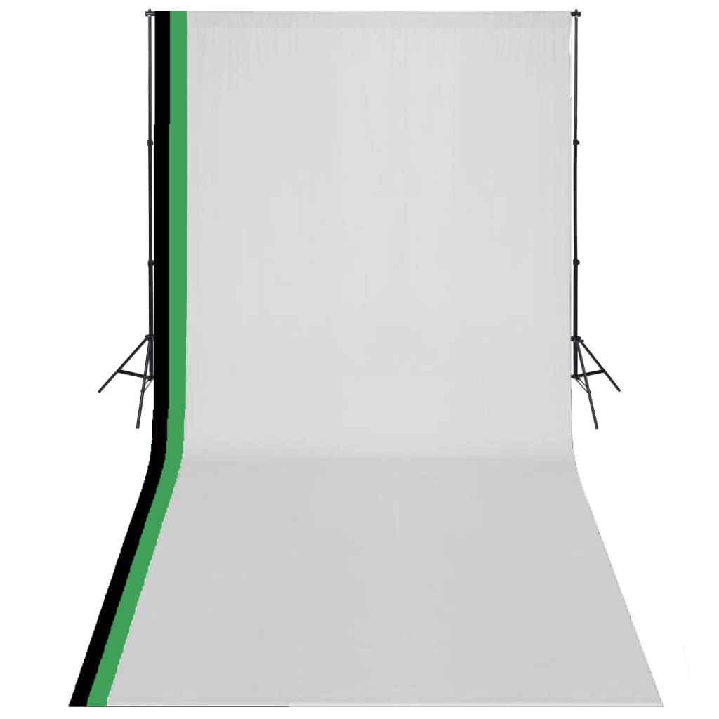 vidaXL Fotostudio Set 3 Baumwolle-Hintergründe Rahmen verstellbar 3x3m