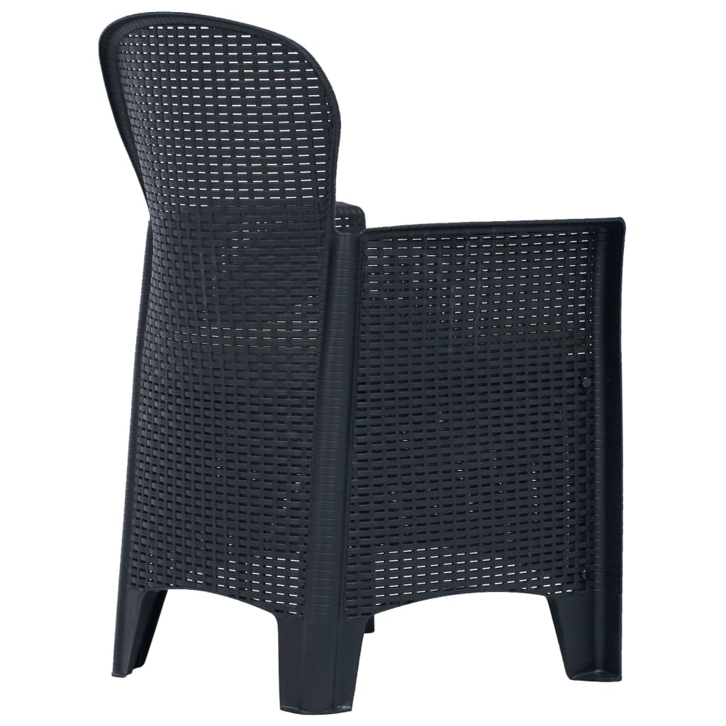 vidaXL 3-tlg. Bistro-Set Kunststoff Rattan Anthrazit