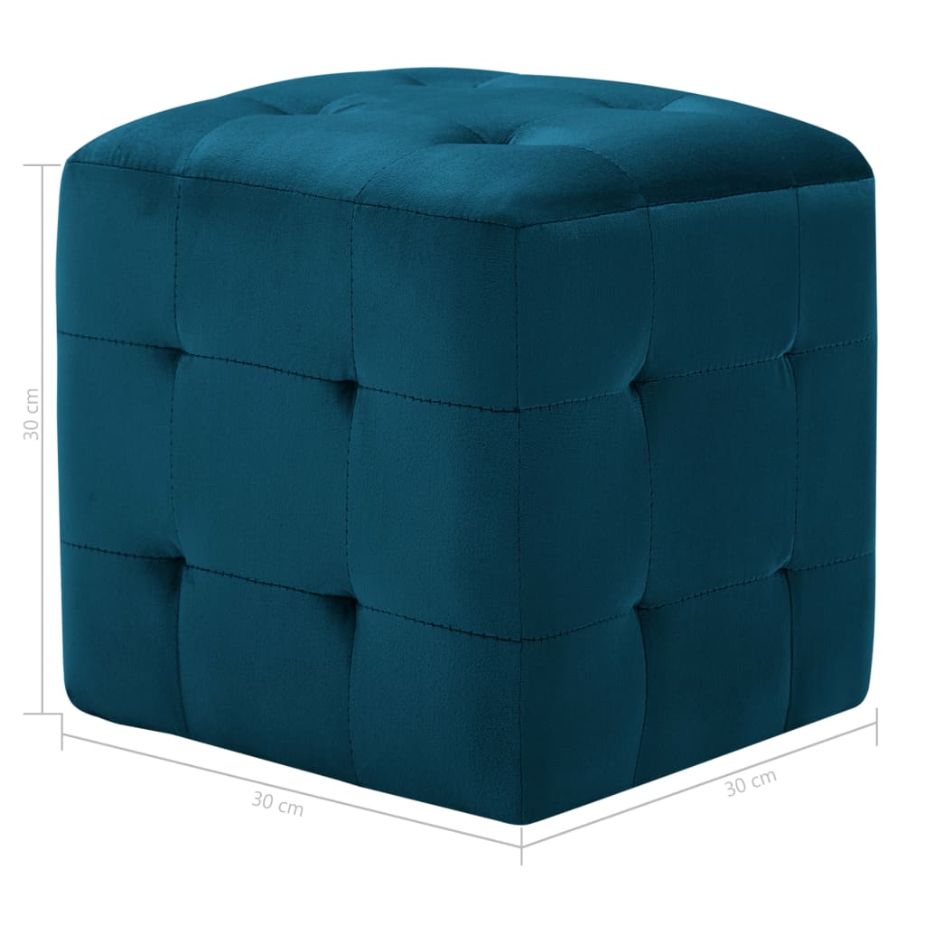 vidaXL Pouf 2 Stk. Blau 30x30x30 cm Samtstoff