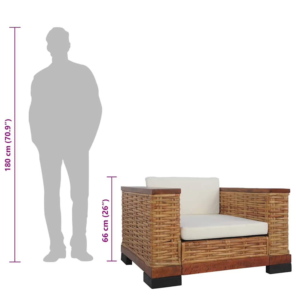 vidaXL 2-tlg. Sofagarnitur mit Auflagen Braun Natur Rattan