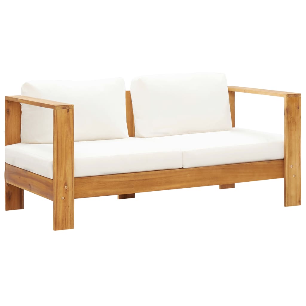 vidaXL 4-tlg. Garten-Lounge-Set mit Kissen Creme Massivholz Akazie