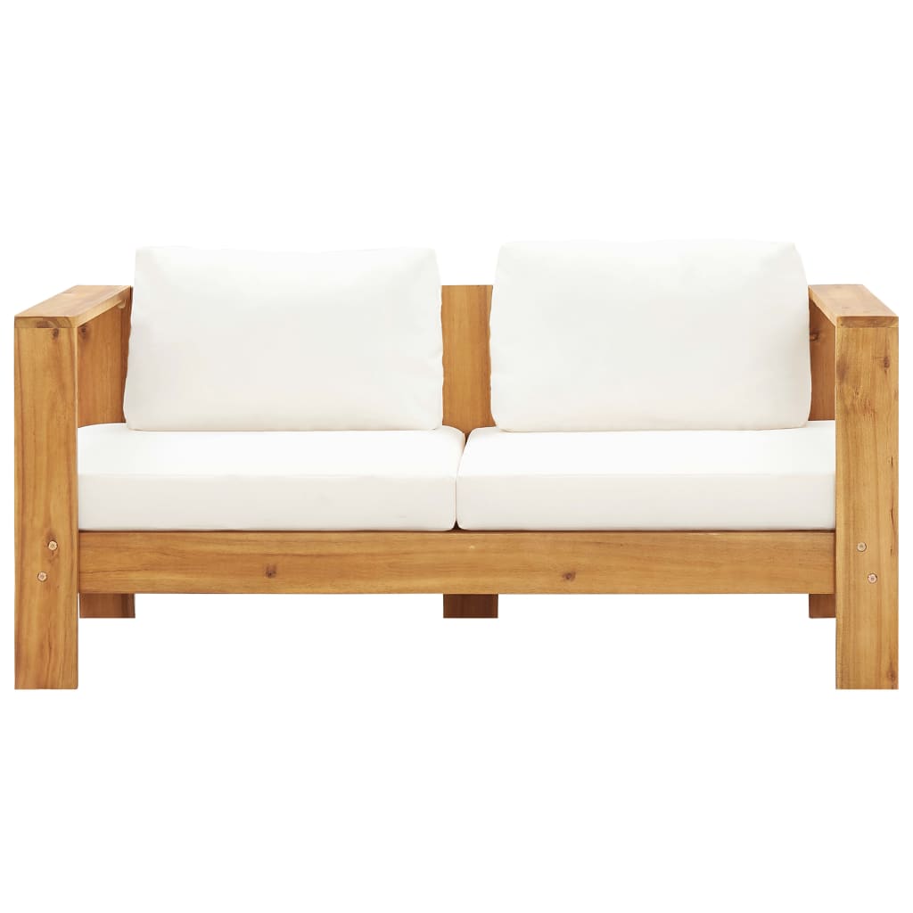 vidaXL 4-tlg. Garten-Lounge-Set mit Kissen Creme Massivholz Akazie