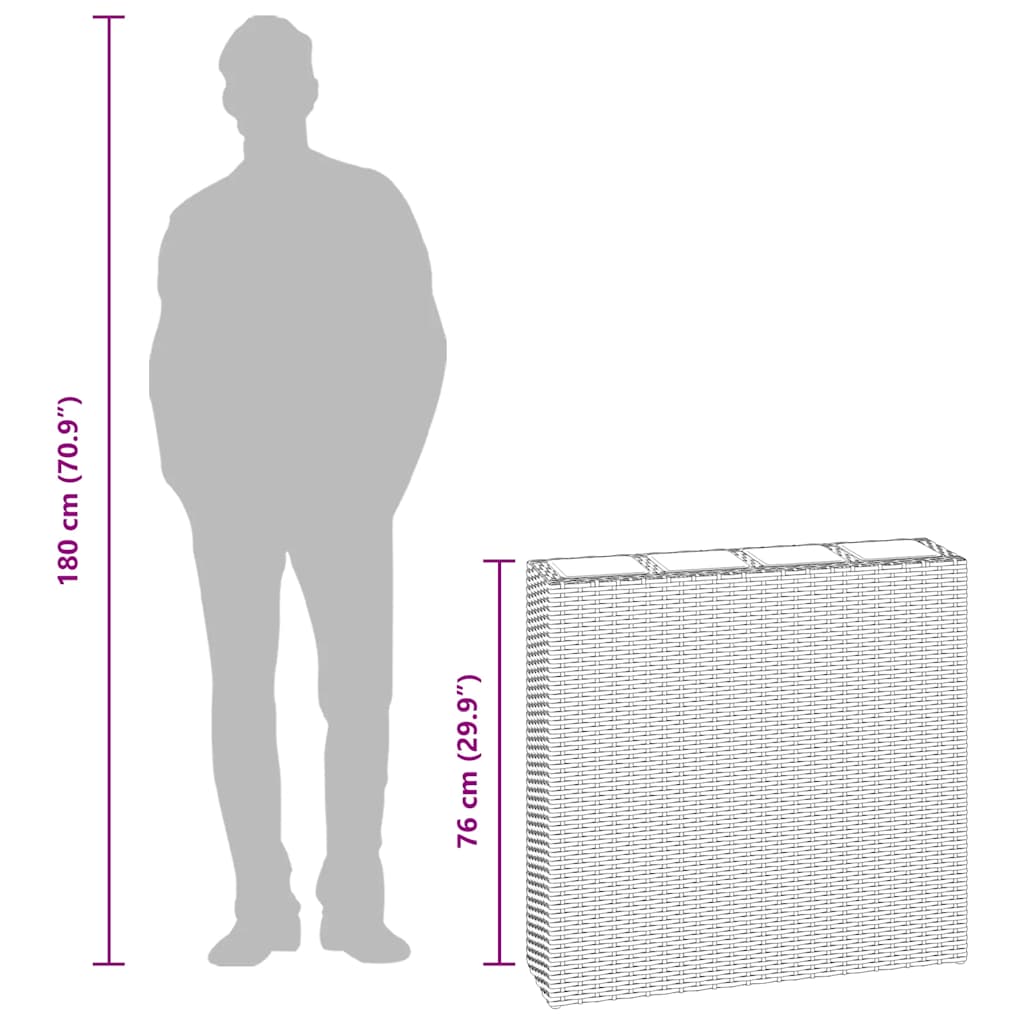 vidaXL Garten-Hochbeet mit 4 Töpfen 2 Stk. Poly Rattan Grau