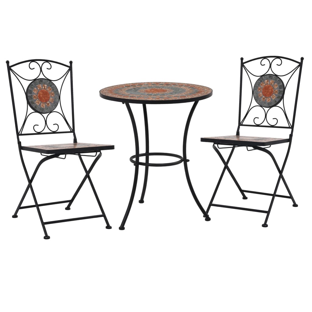 vidaXL 3-tlg. Bistro-Set Mosaik Keramik Terrakotta