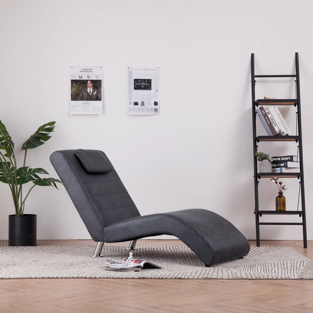 vidaXL Chaiselongue mit Kissen Braun Wildleder-Optik