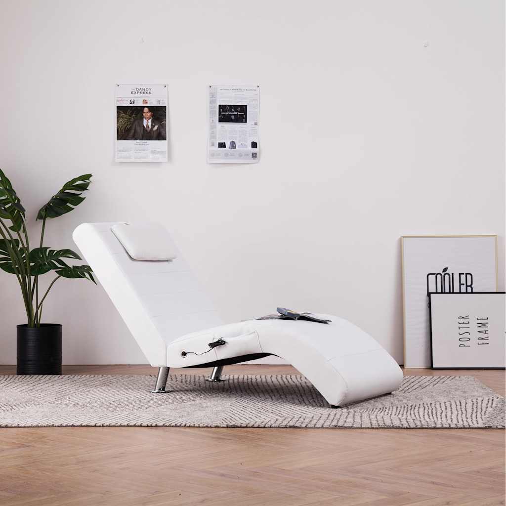 vidaXL Massage-Chaiselongue mit Kissen Schwarz Kunstleder