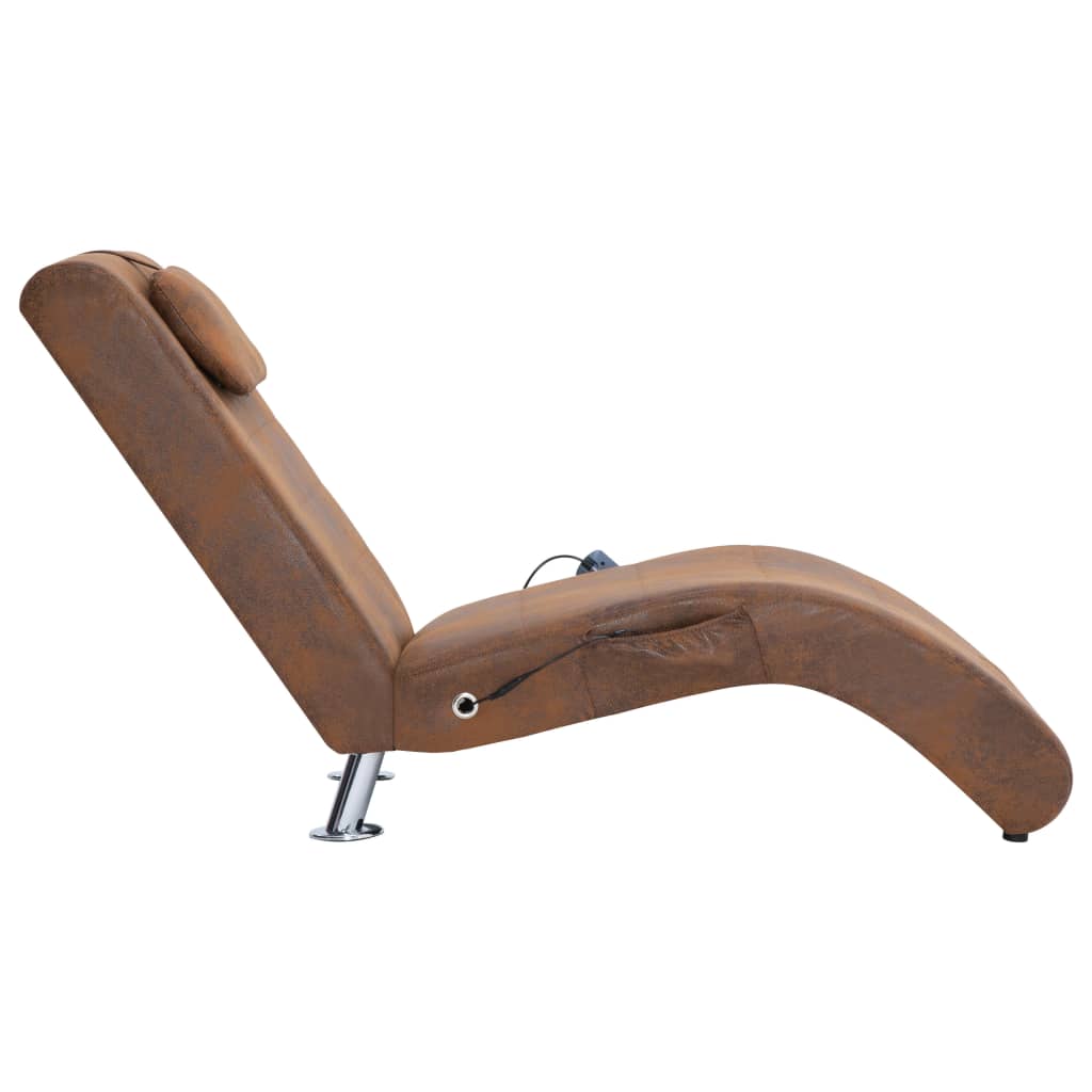 vidaXL Massage Chaiselongue mit Kissen Braun Wildleder-Optik