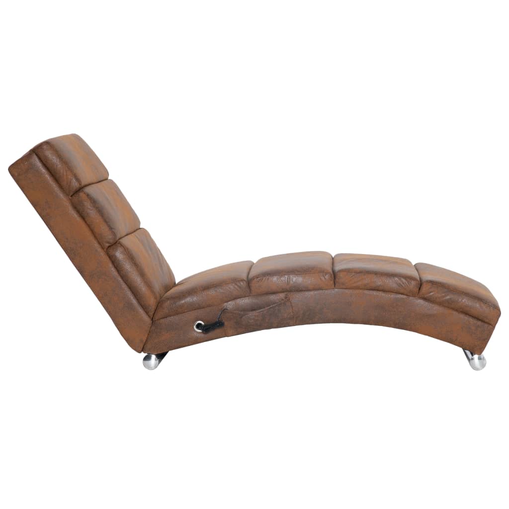 vidaXL Massage Chaiselongue Braun Wildleder-Optik